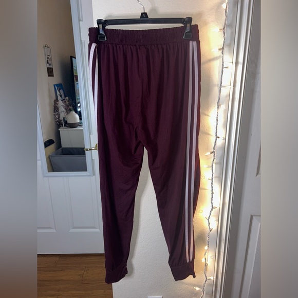 Large Maroon Drawstring Waist Slant Pocket Sports Sweatpants - Picture 2 of 2
